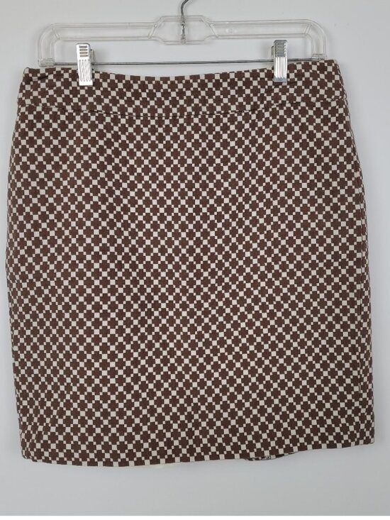 Dresses & Skirts - Brown Cream Pattern Casual Office